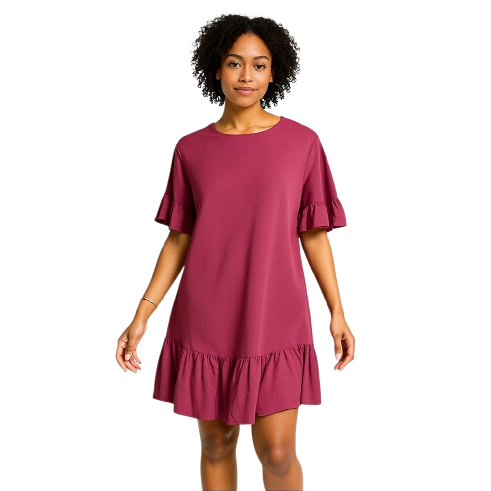 REVOLVE Privacy‎ Please Rosewood Pink Ruffle Sleeve Shift Mini Dress XS